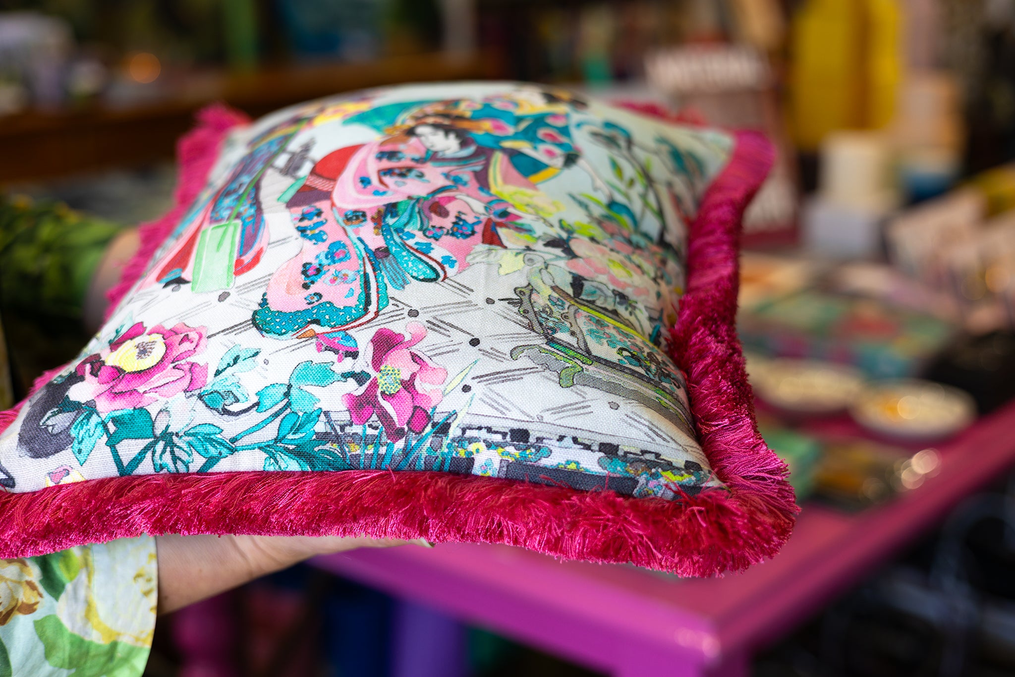 Japanese Garden Fringed Cushion