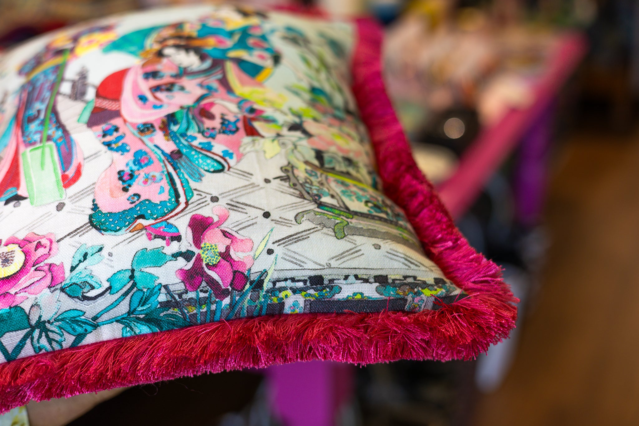 Japanese Garden Fringed Cushion