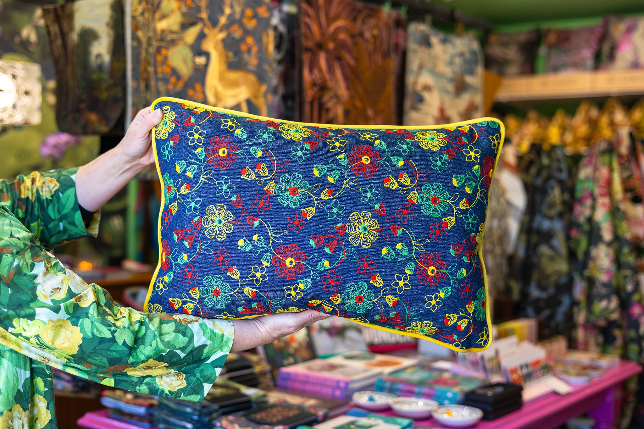 Vintage 1970's Embroidered Cushion
