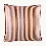 Photo of a striped cushion in orange and pink