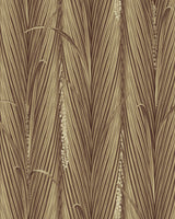 image of Danube foliage sepia wallpaper by mind the gap. detailed botanical pattern featuring vertically aligned palm or reed-like leaves in shades of brown, with fine lines and subtle cream accents resembling seeds or flowers. The artwork has a naturalistic, textured look, evoking a tropical vibe.