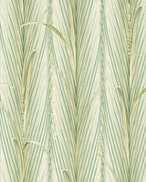 A botanical wallpaper featuring delicate green palm leaves with fine detailing on a light background, creating a natural and elegant tropical aesthetic.