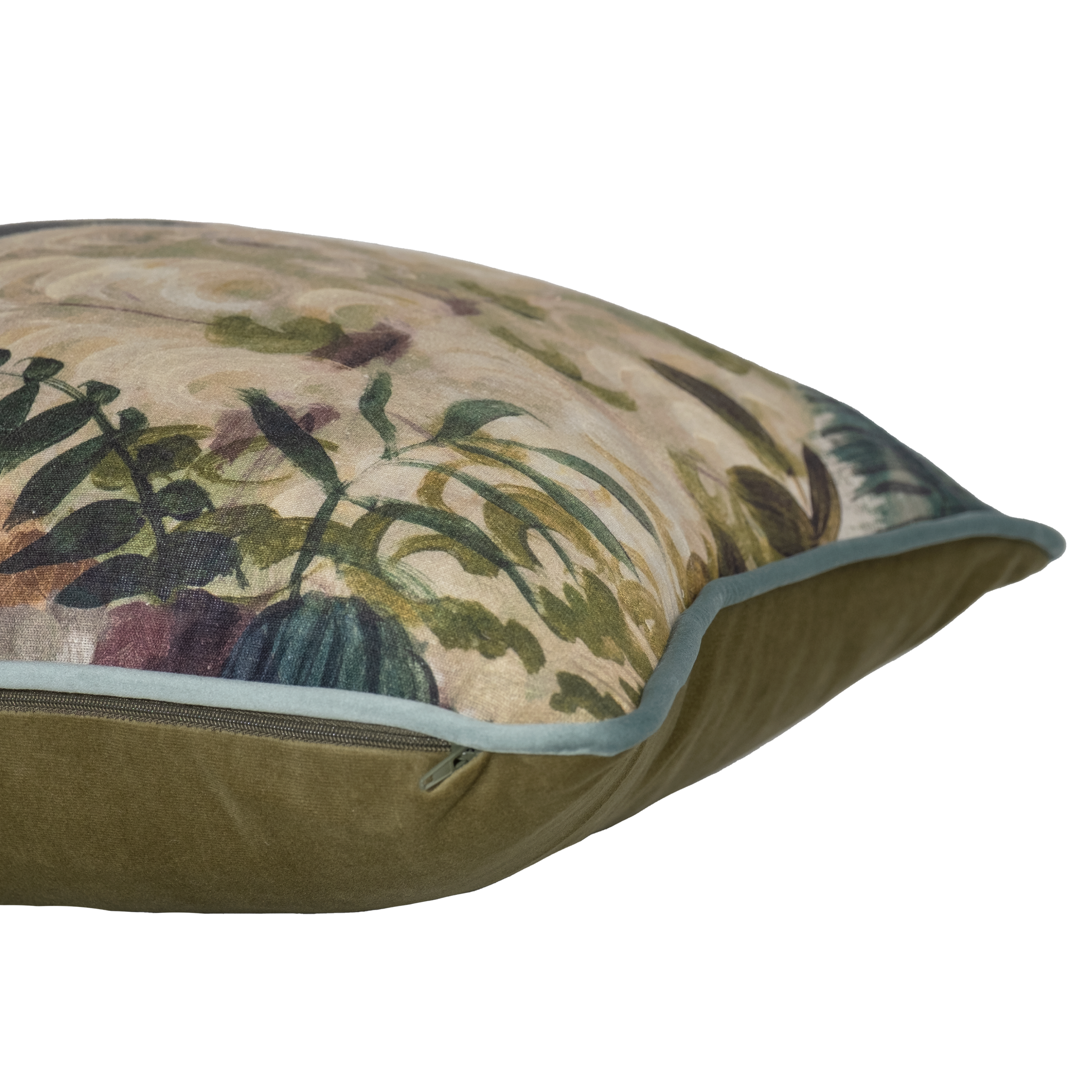 Cushion featuring an impressionist style painting of a forest scene