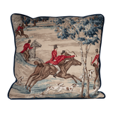 Printed linen cushion featuring a classic english hunting scene