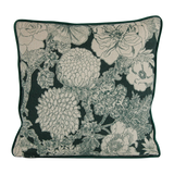 Aquamarine coloured floral printed linen cushion