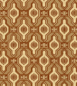 Vintage-style wallpaper with an intricate geometric pattern in warm brown and cream tones. A timeless design perfect for classic and elegant interiors