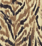 Bold zebra-print-inspired wallpaper in beige, brown, and black. A painterly, abstract take on animal print, adding wild elegance to any space