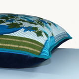 Side shot of a mid century feel cushion with ikebana arrangements.