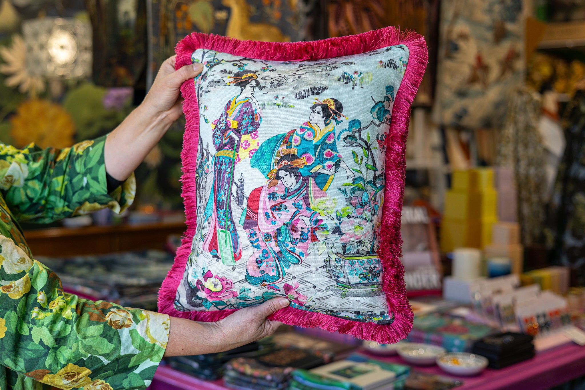 Japanese Garden Fringed Cushion
