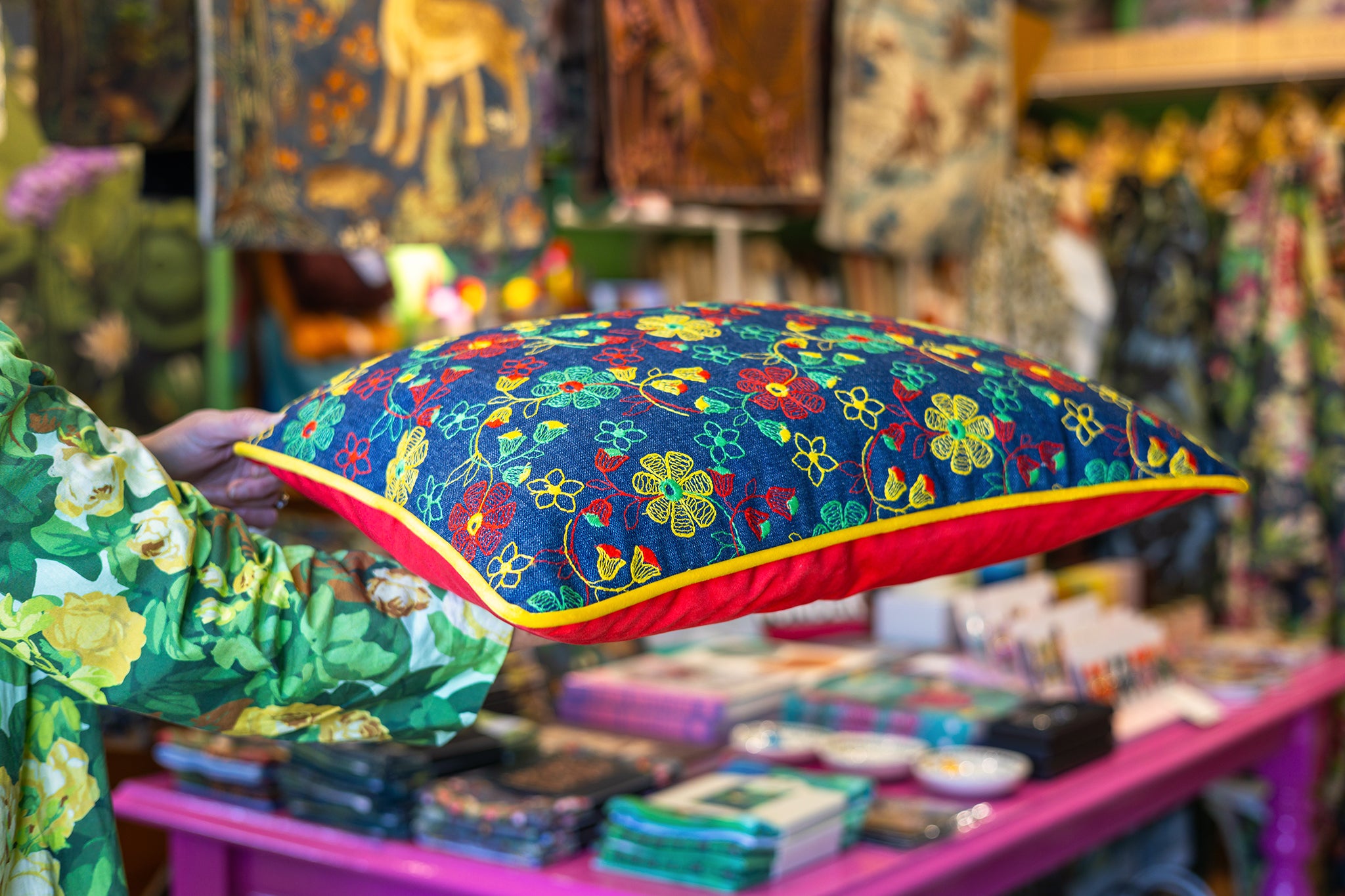Vintage 1970's Embroidered Cushion