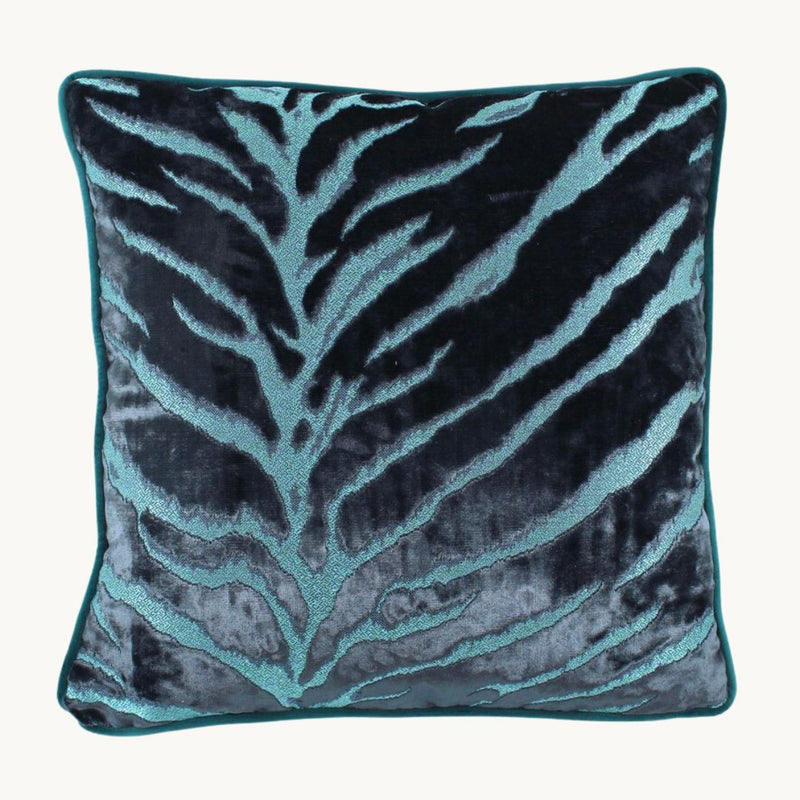 Bengal Tiger Sapphire Velvet Cushion