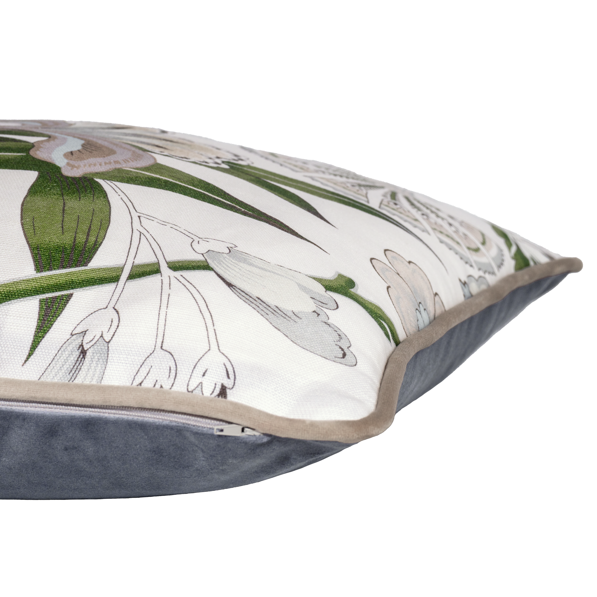 Decorative cushion with a floral design on a white background