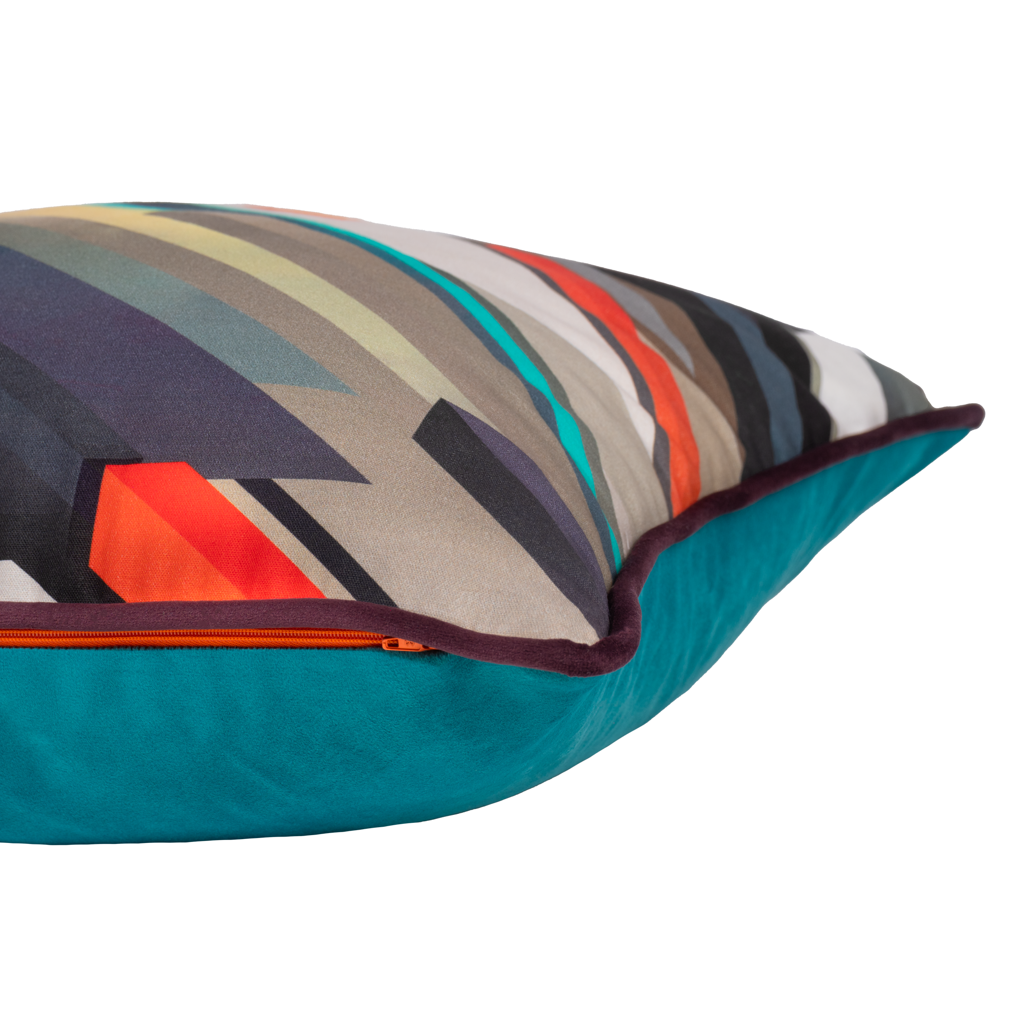 Colorful geometric-patterned pillow 