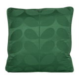 Emerald green cushion with a linear leaf mid-century pattern