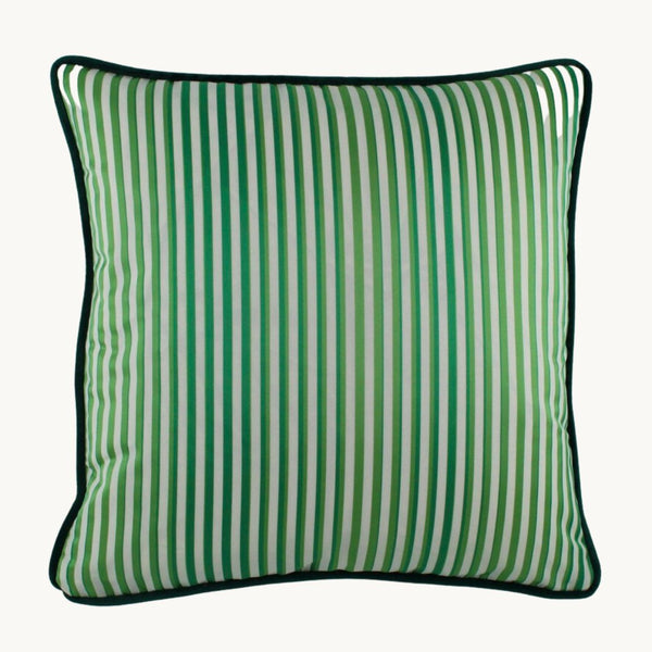 Photo of a striped cushion in emerald green