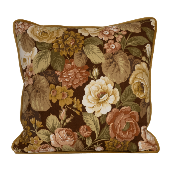 Floral cushion made from a vintage floral in autumn colours