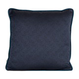 Deep blue textured cushion with a metallic sheen
