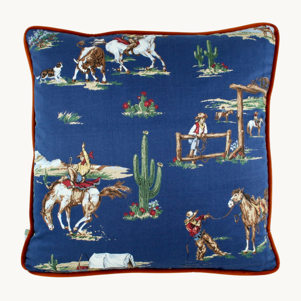 Photo of a cushion with cowboy scenes